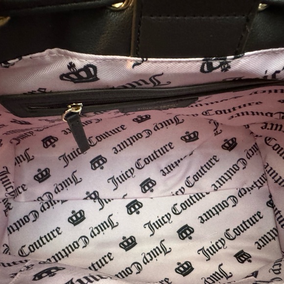 Juicy Couture Blush and Brown Velvet Bow Shoulder Tote - Picture 11 of 12